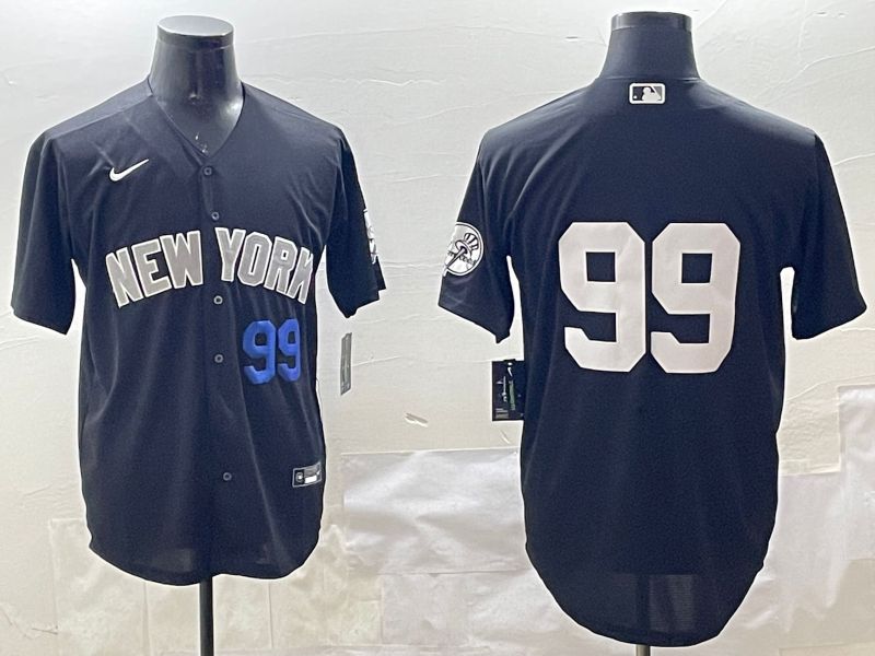 Men New York Yankees #99 No Name Black Game 2025 Nike MLB Jersey style 3